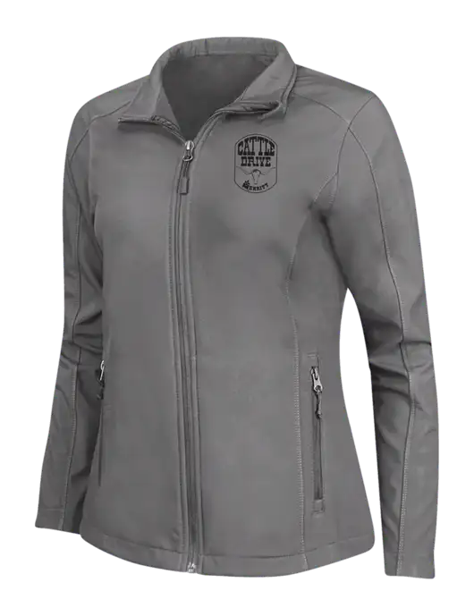 Medium Grey Womens Core Soft Shell Jacket w/Cattle Drive Logo