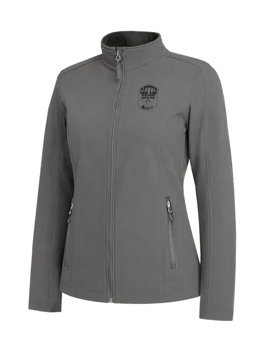 Medium Grey Womens Core Soft Shell Jacket w/Cattle Drive Logo
