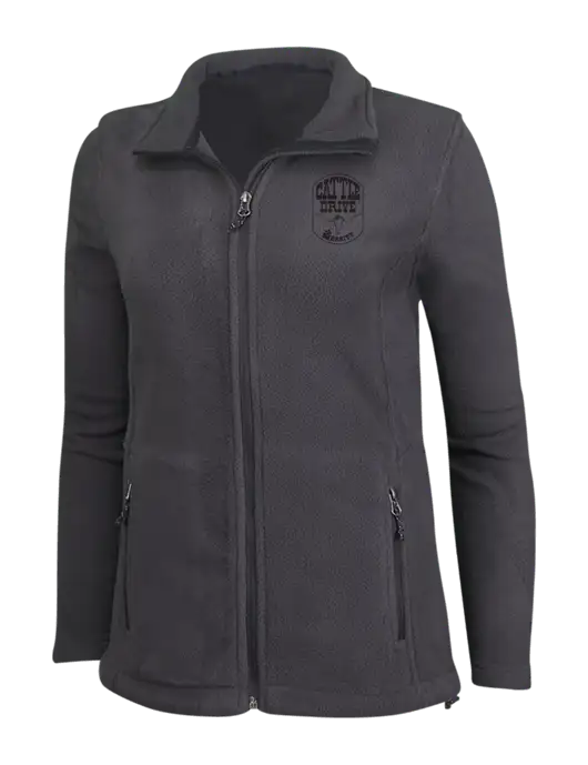 Womens Fleece Dark Grey Jacket w/Cattle Drive Logo