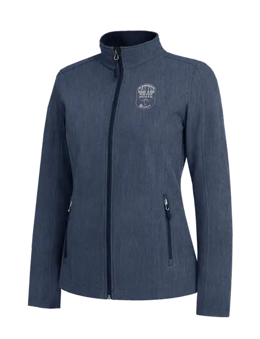 Navy Heather Womens Core Soft Shell Jacket w/Cattle Drive Logo