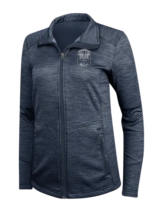 Navy Womens Digi Stripe Fleece Jacket w/Cattle Drive Logo