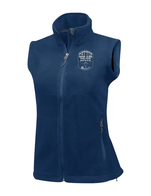 Navy Womens Fleece Vest w/Cattle Drive Logo
