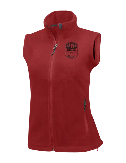 Red Womens Fleece Vest w/Cattle Drive Logo