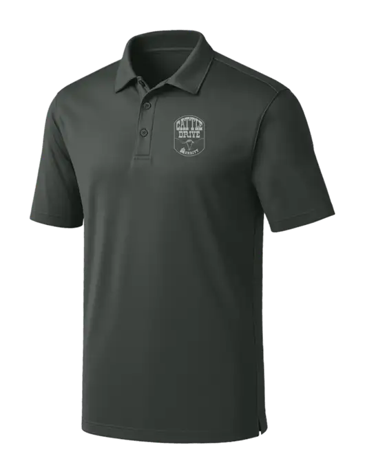 Dark Grey Silk Touch Performance Polo w/Cattle Drive Logo