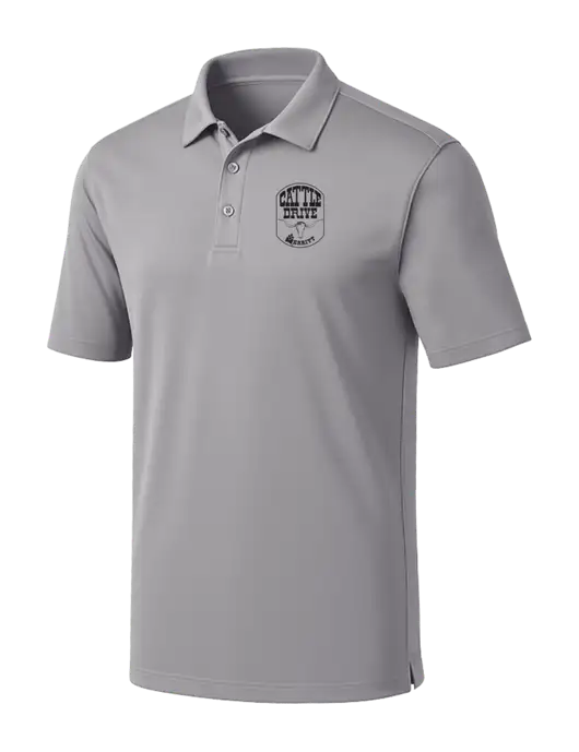 Light Grey Silk Touch Performance Polo w/Cattle Drive Logo