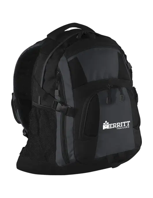Urban Black/Grey/Black Laptop Backpack w/Merritt Trailers Logo