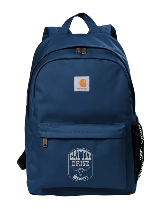 Carhartt Navy Canvas Backpack w/Cattle Drive Logo